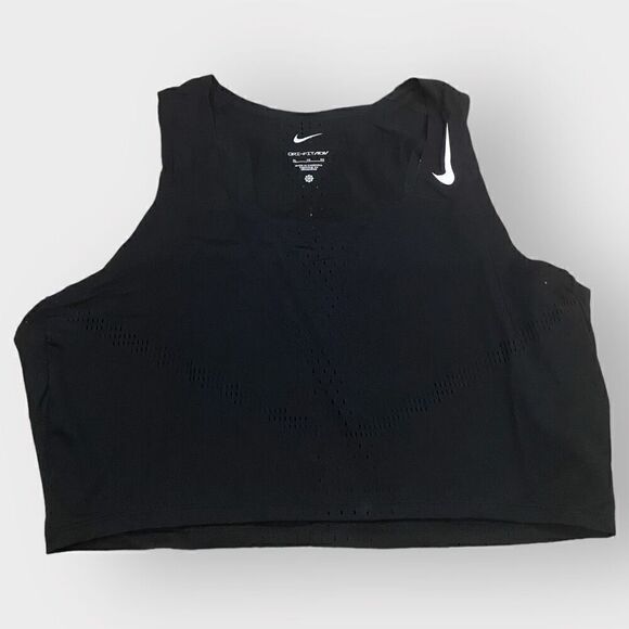 Nike Dri-FIT ADV AeroSwift Black Running Crop Top DM8728-010 Womens size XL New - Picture 2 of 7